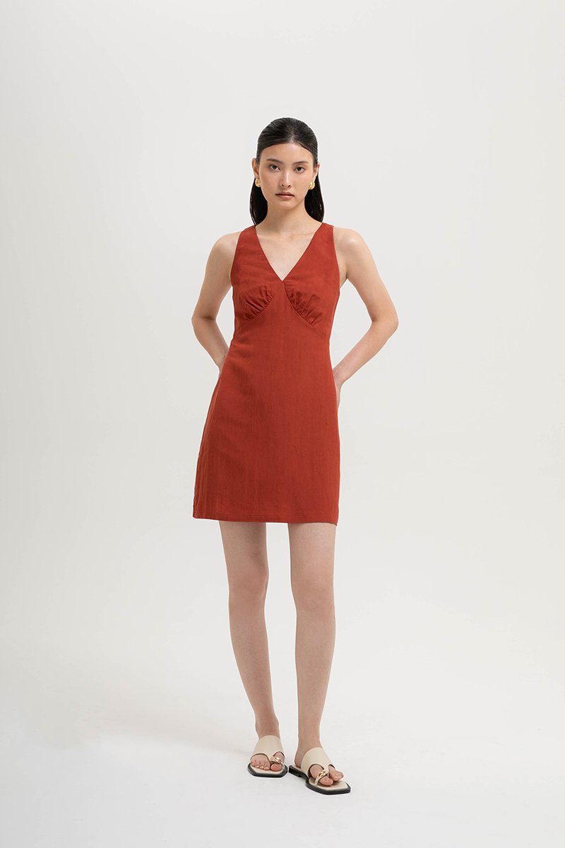 FLORIA LINEN MINI DRESS