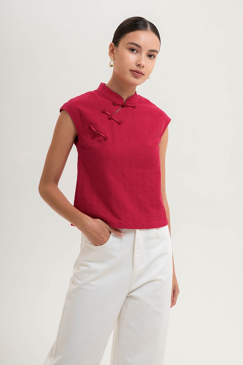 LERIN EMBROIDERED CHEONGSAM TOP