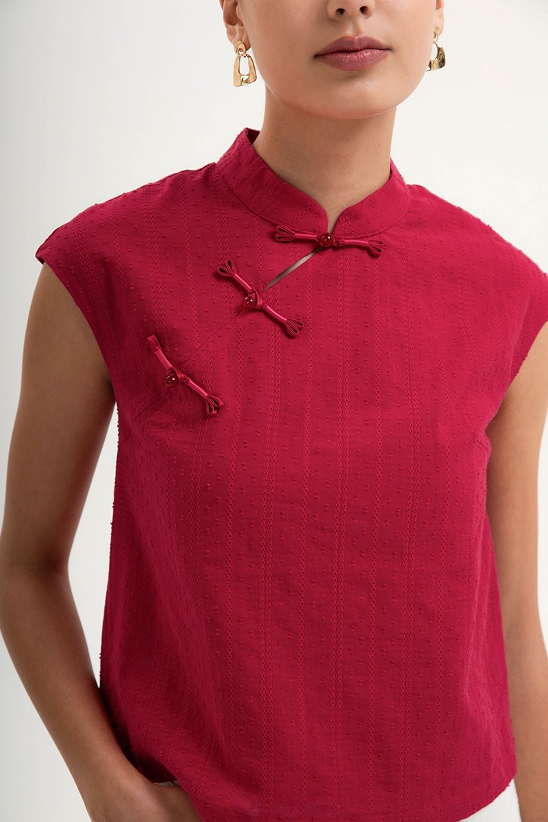 LERIN EMBROIDERED CHEONGSAM TOP