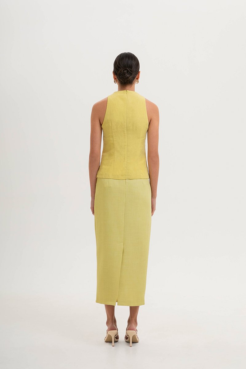 PEARLENE CHEONGSAM LINEN TOP