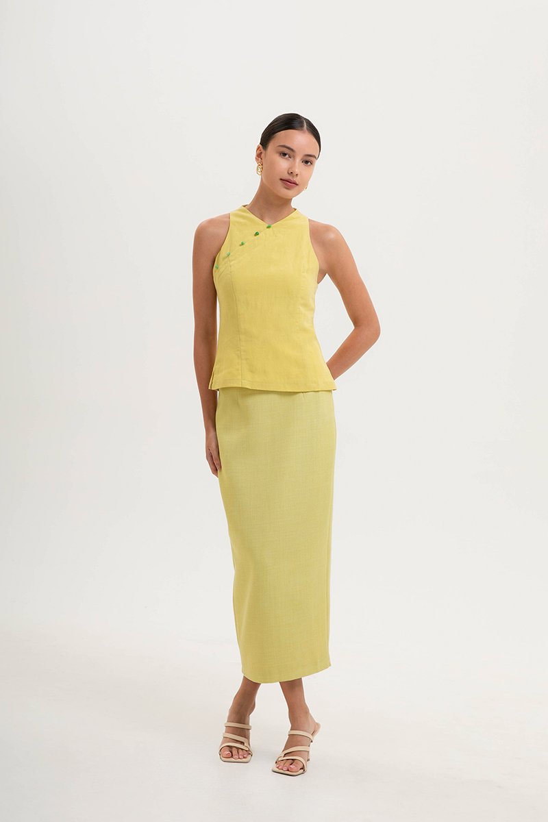 PEARLENE CHEONGSAM LINEN TOP