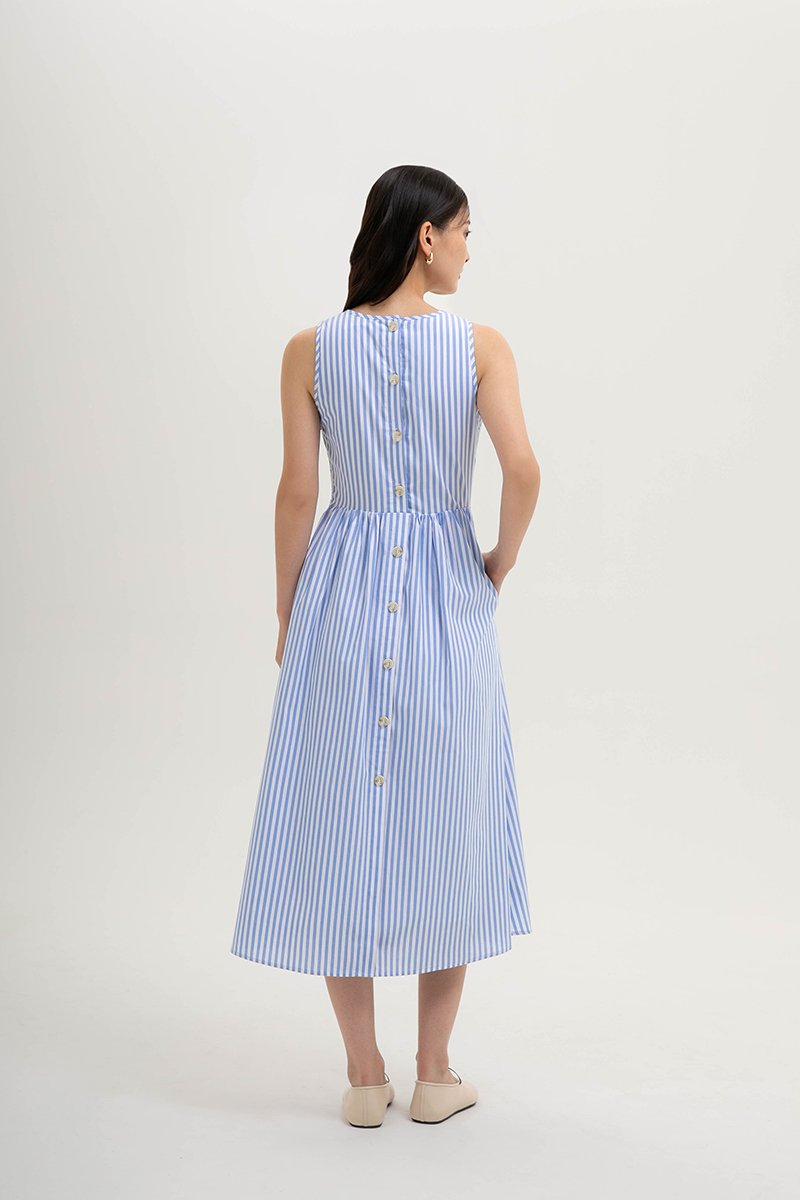 CYNTHIA BUTTONDOWN STRIPE MIDI DRESS