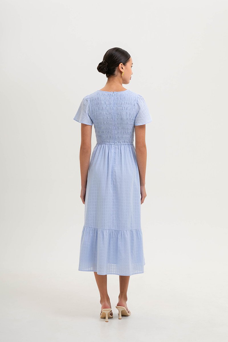 LENNY SMOCKED TEXTURED COTTON DRESS