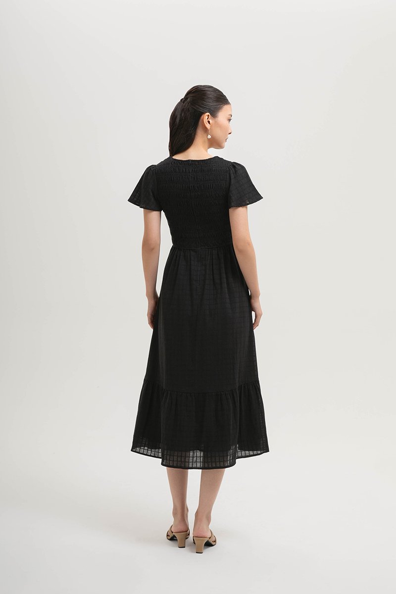 LENNY SMOCKED TEXTURED COTTON DRESS