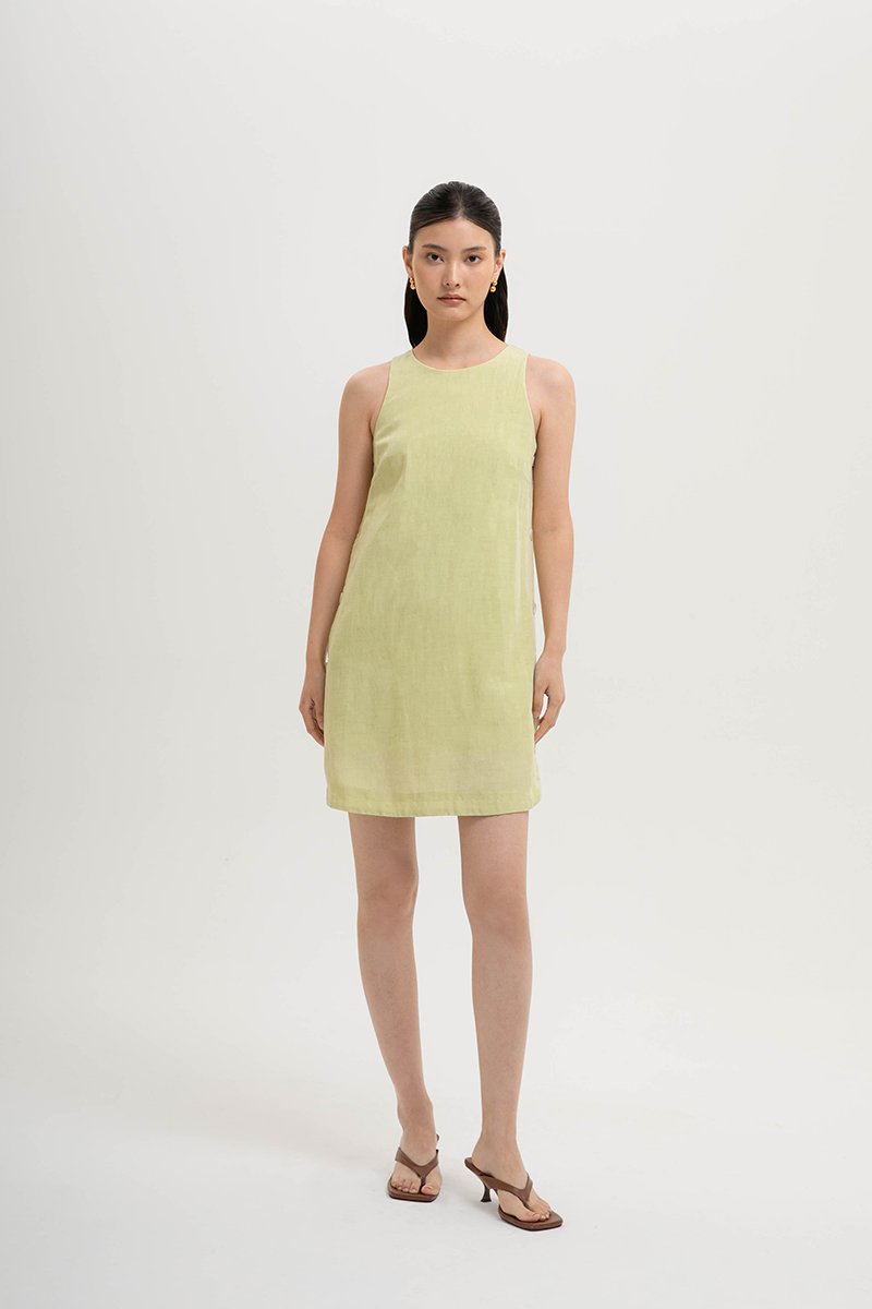 ASTRID MINI LINEN DRESS W SIDE BUTTONS