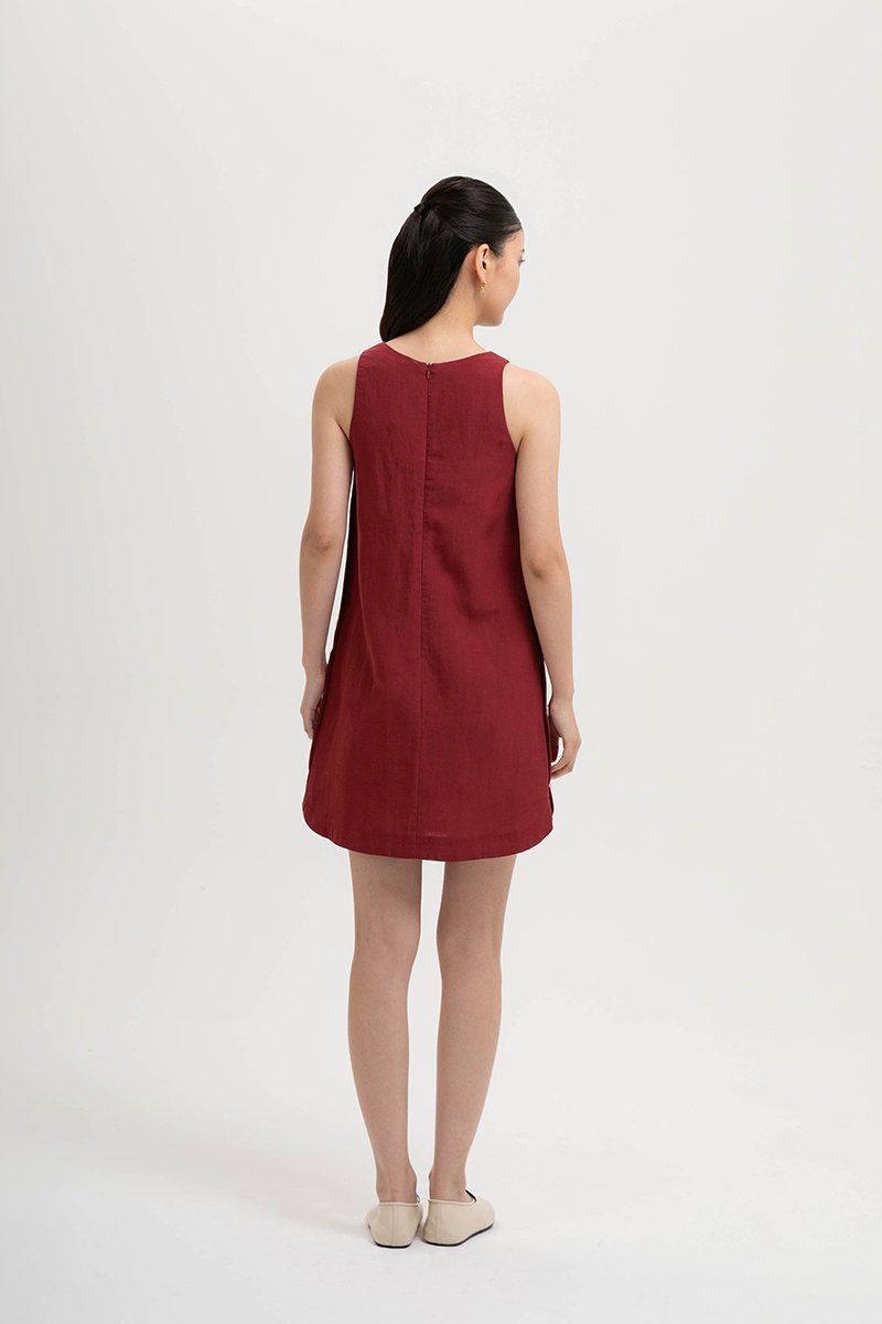 ASTRID MINI LINEN DRESS W SIDE BUTTONS