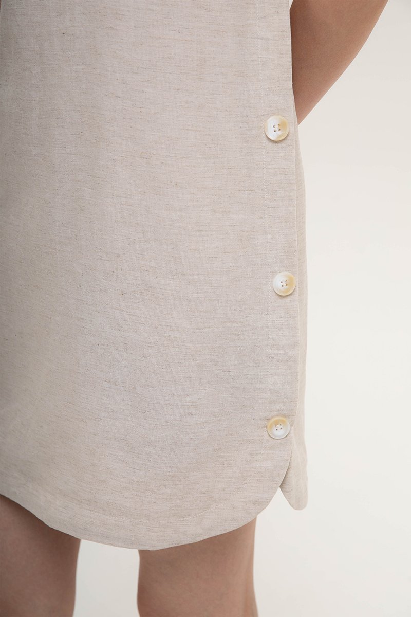 ASTRID MINI LINEN DRESS W SIDE BUTTONS