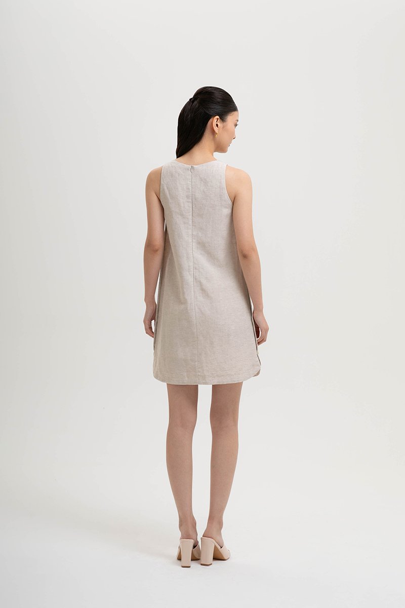 ASTRID MINI LINEN DRESS W SIDE BUTTONS