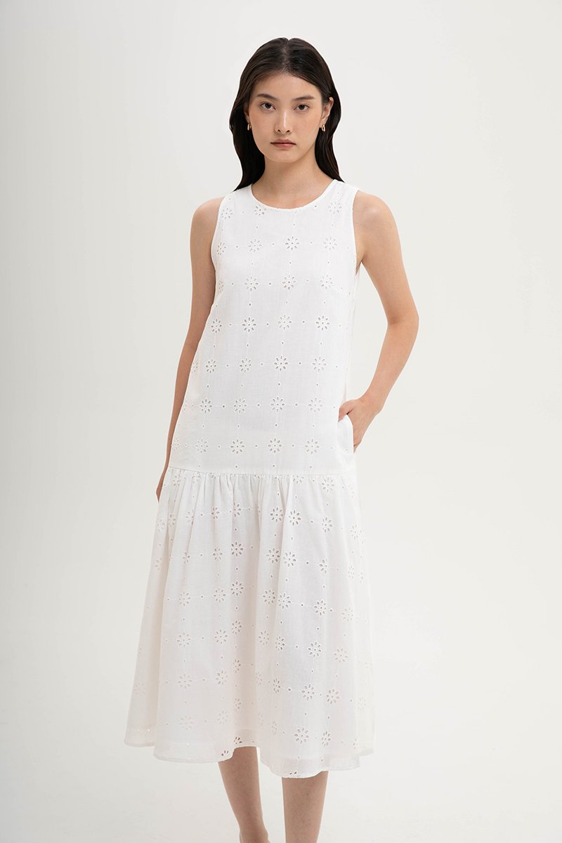KARINA EYELET DROPWAIST DRESS
