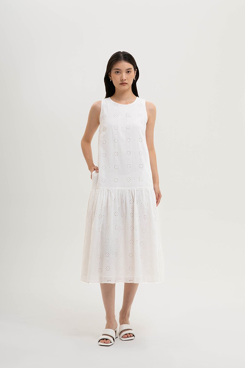 KARINA EYELET DROPWAIST DRESS