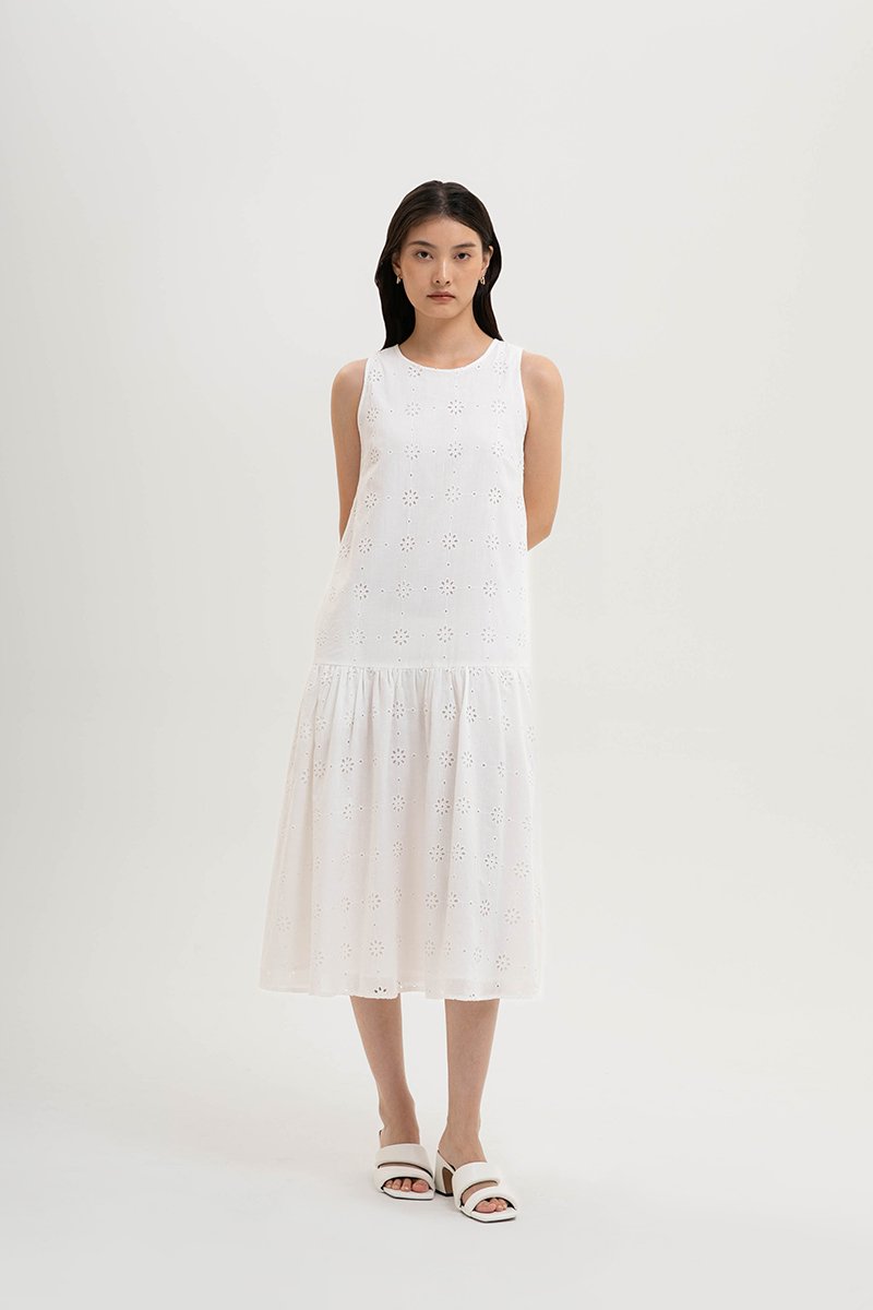KARINA EYELET DROPWAIST DRESS