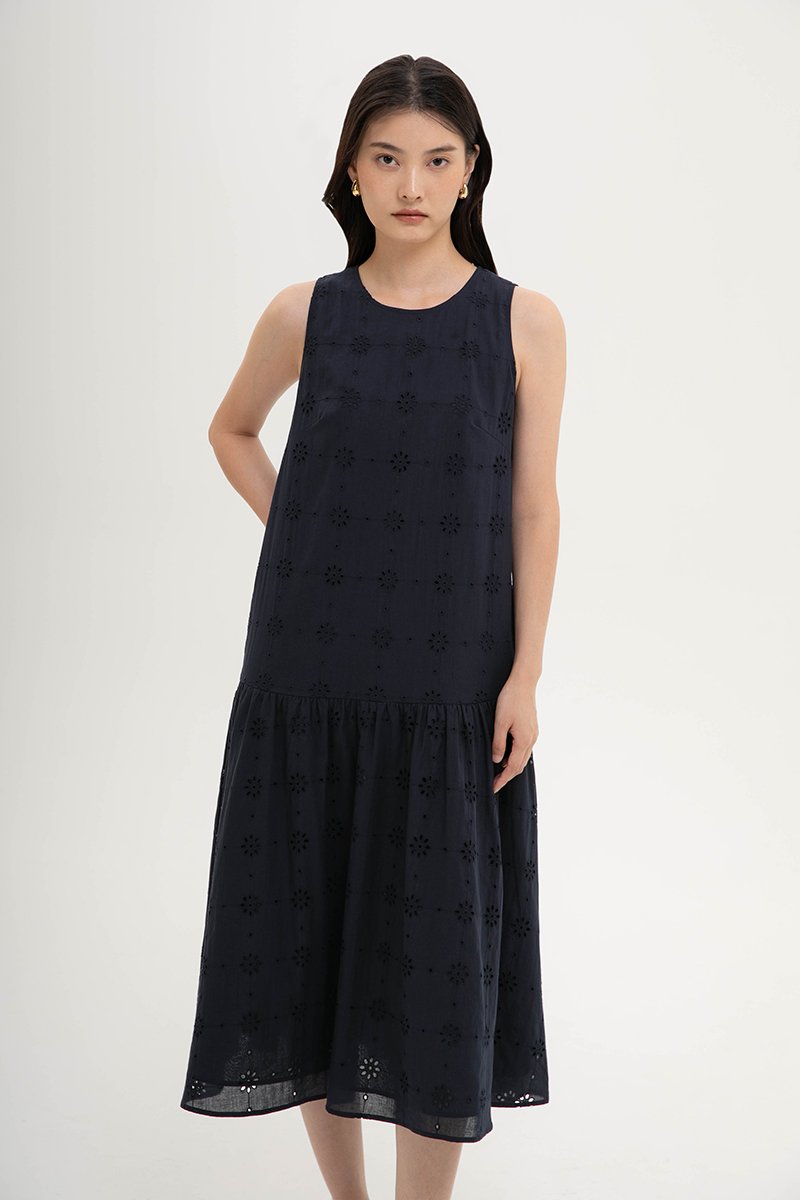 KARINA EYELET DROPWAIST DRESS