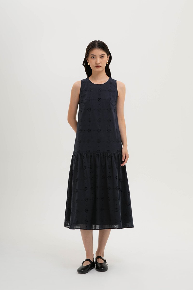 KARINA EYELET DROPWAIST DRESS