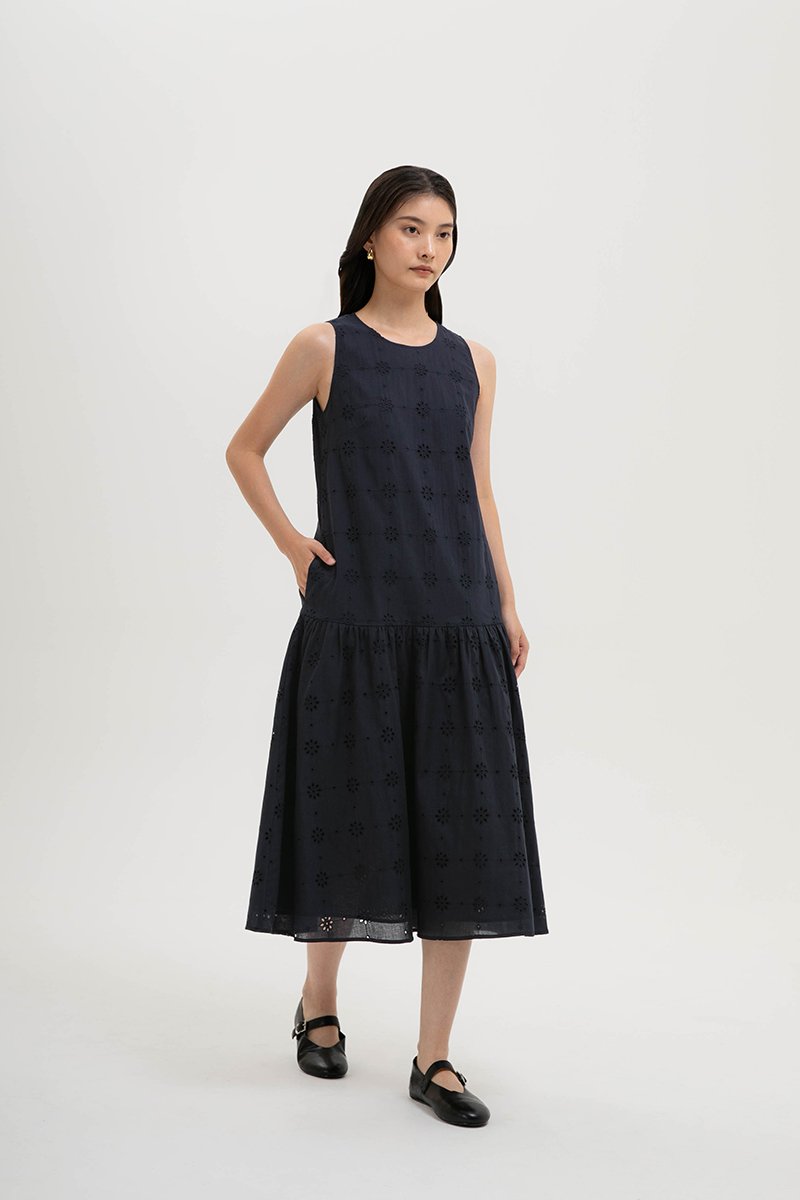 KARINA EYELET DROPWAIST DRESS