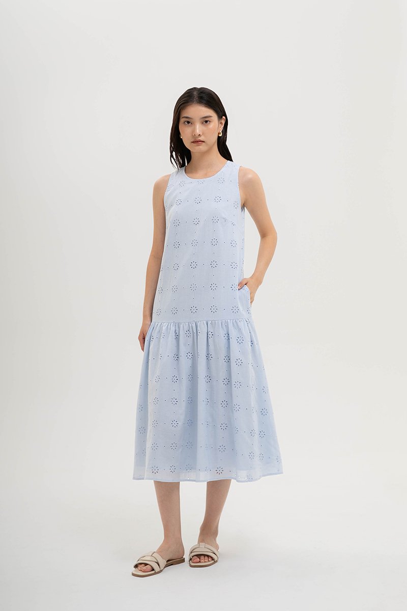 KARINA EYELET DROPWAIST DRESS