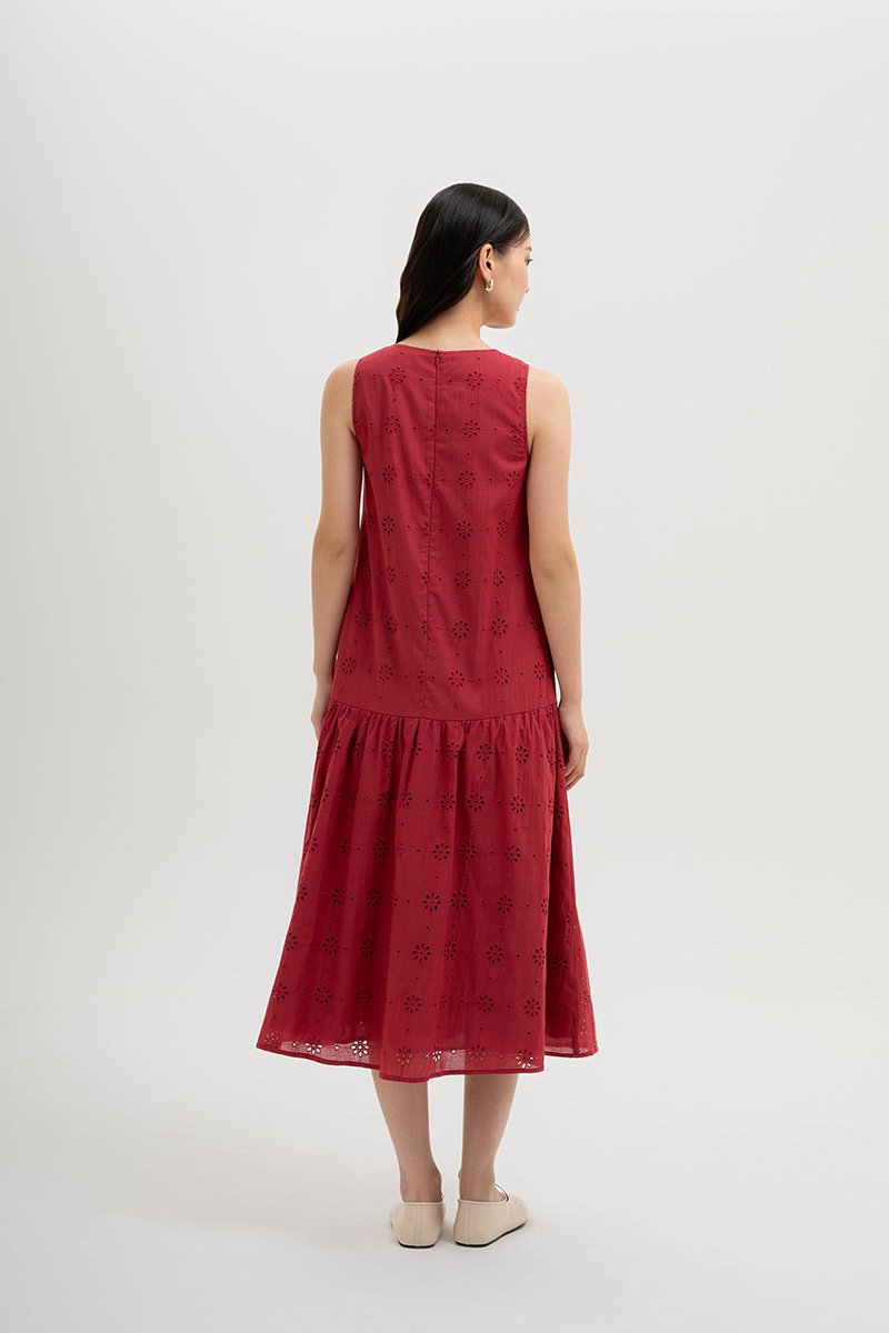 KARINA EYELET DROPWAIST DRESS