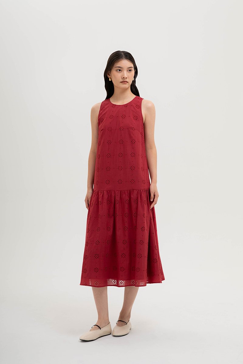 KARINA EYELET DROPWAIST DRESS