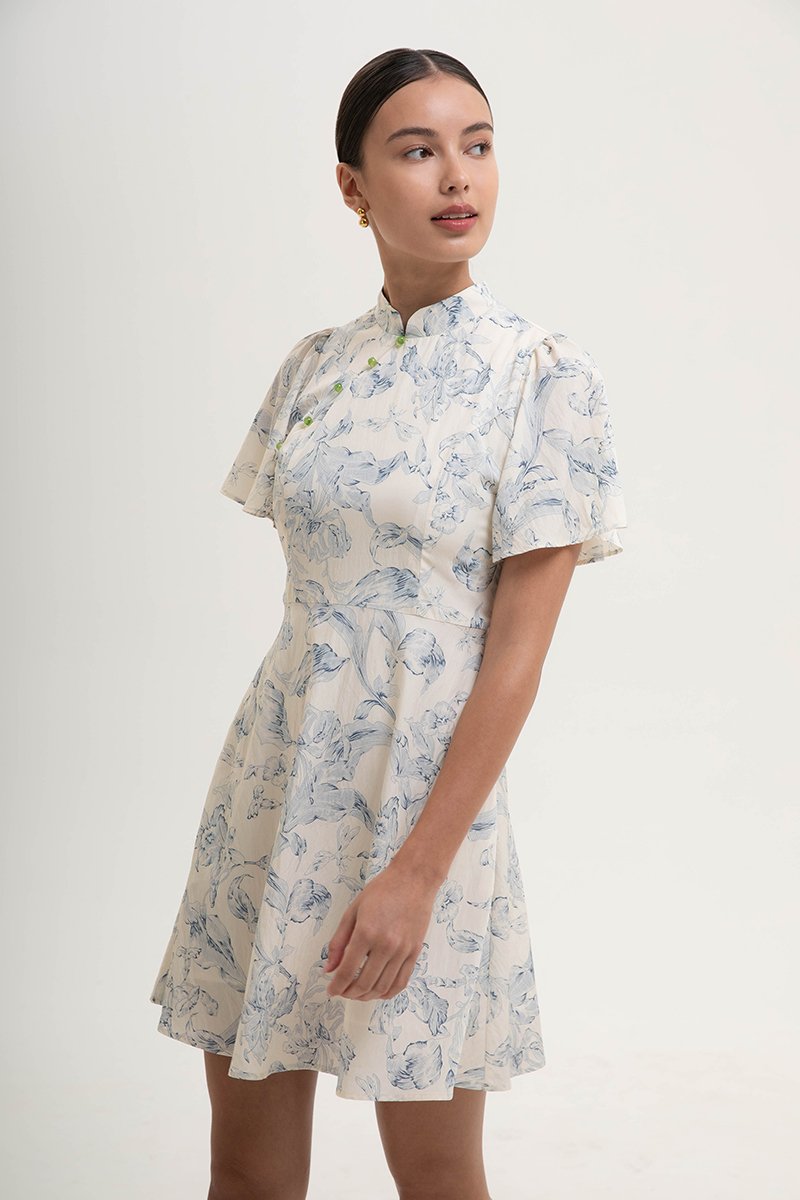 *PREORDER* ETHEL FLORAL PRINTED CHEONGSAM MINI DRESS