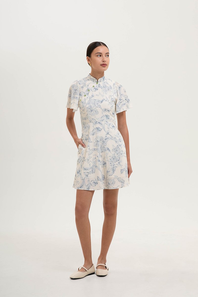 *PREORDER* ETHEL FLORAL PRINTED CHEONGSAM MINI DRESS