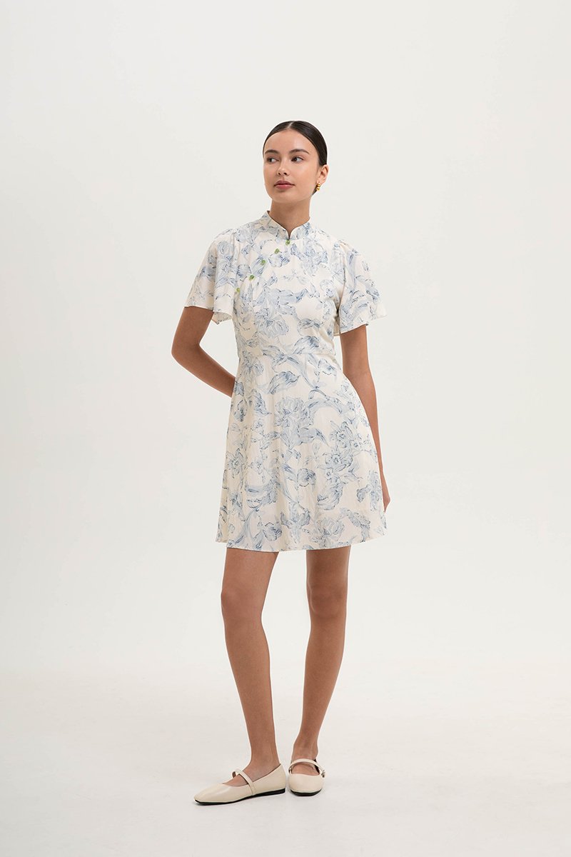 *PREORDER* ETHEL FLORAL PRINTED CHEONGSAM MINI DRESS
