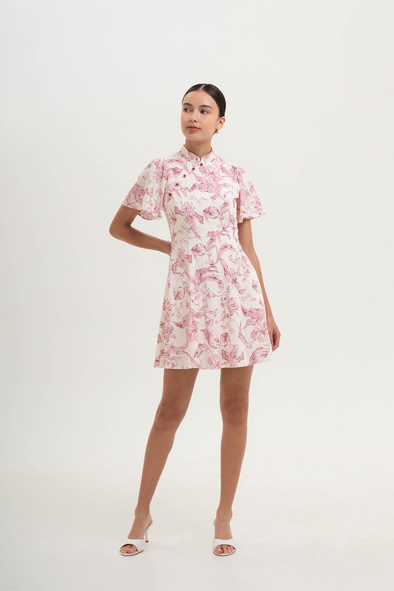 *PREORDER* ETHEL FLORAL PRINTED CHEONGSAM MINI DRESS