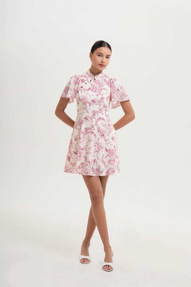 *PREORDER* ETHEL FLORAL PRINTED CHEONGSAM MINI DRESS