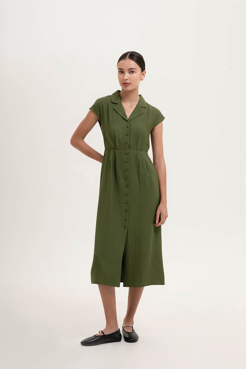 AISLING TEXTURED BUTTONDOWN MIDI SHIRT DRESS