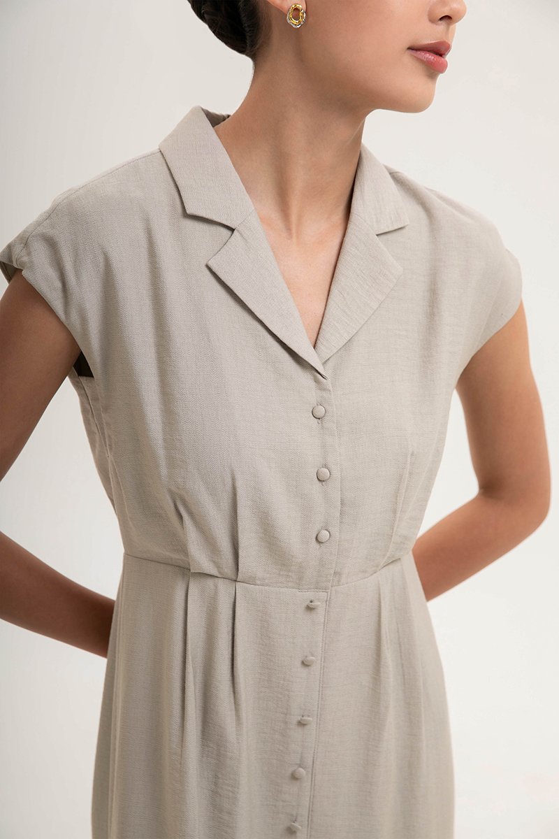 AISLING TEXTURED BUTTONDOWN MIDI SHIRT DRESS