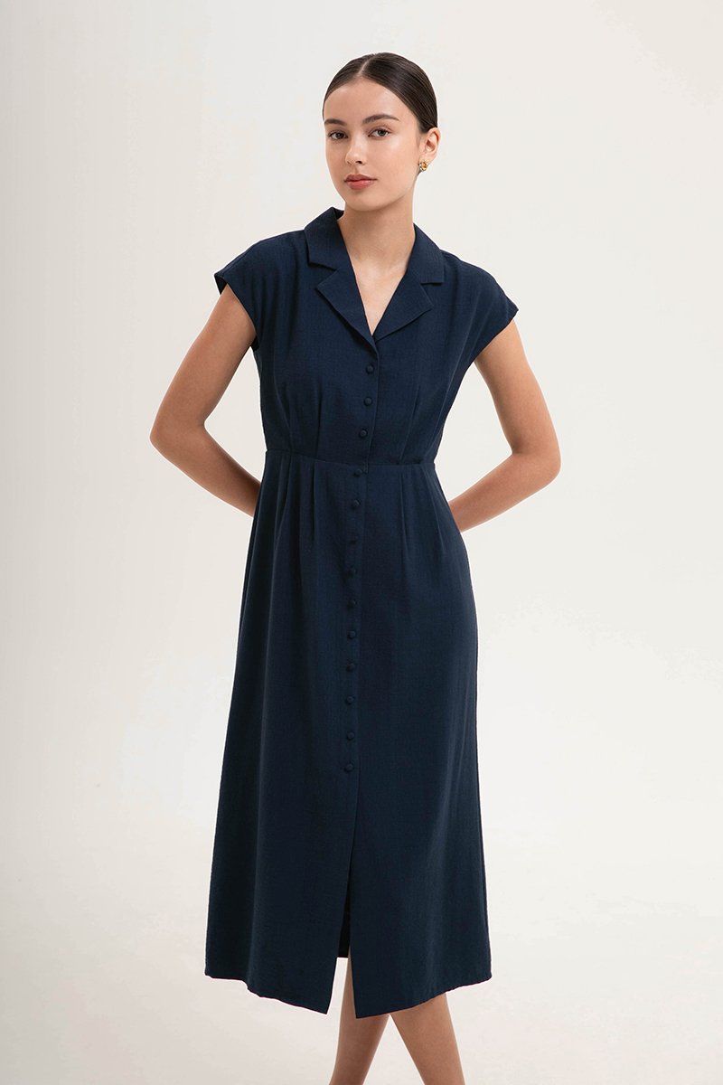 AISLING TEXTURED BUTTONDOWN MIDI SHIRT DRESS