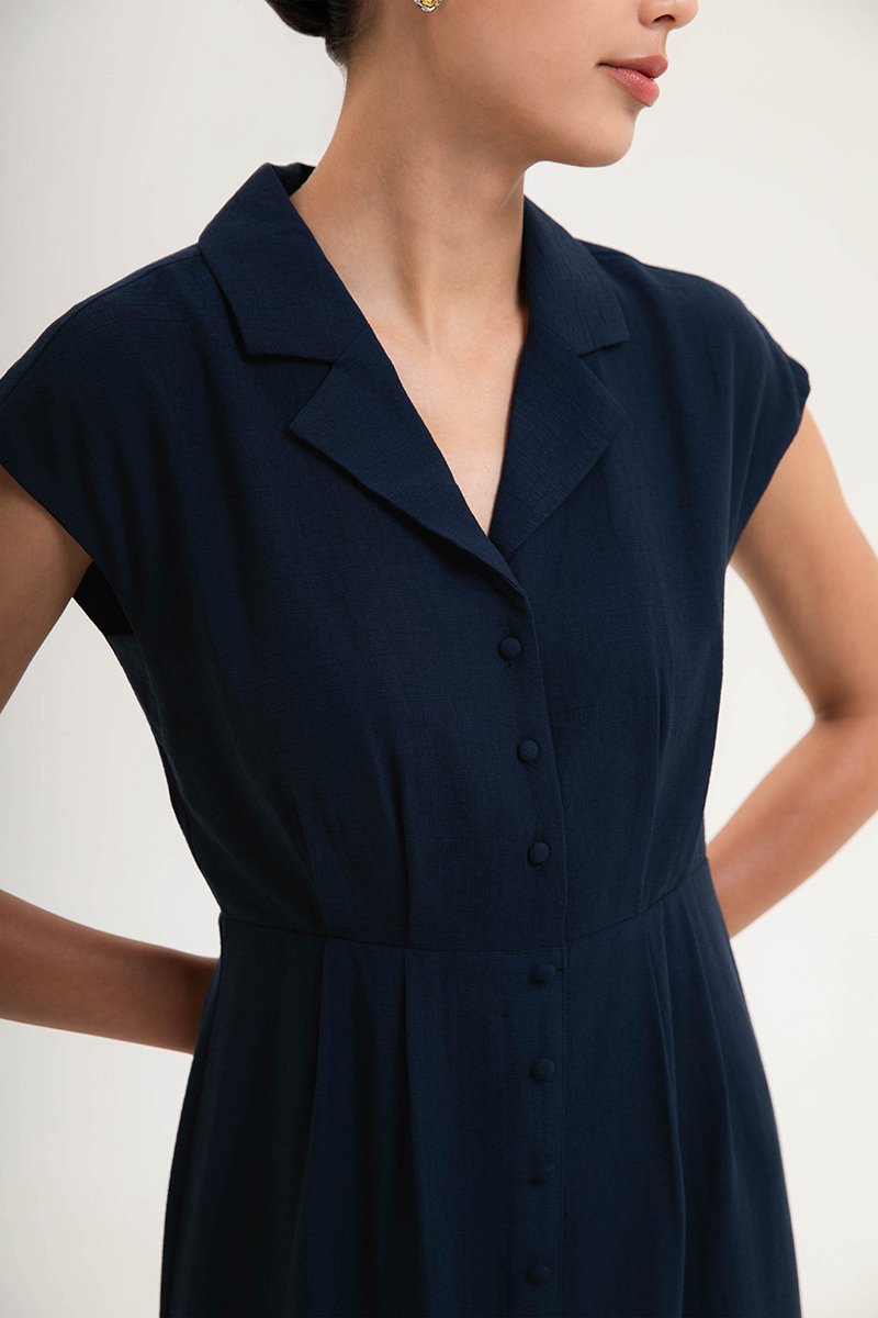 AISLING TEXTURED BUTTONDOWN MIDI SHIRT DRESS