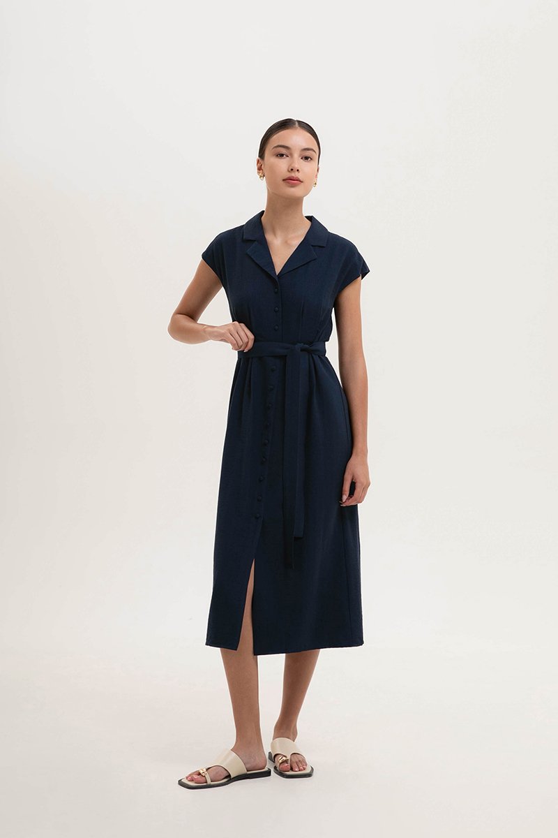 AISLING TEXTURED BUTTONDOWN MIDI SHIRT DRESS | Love and Bravery