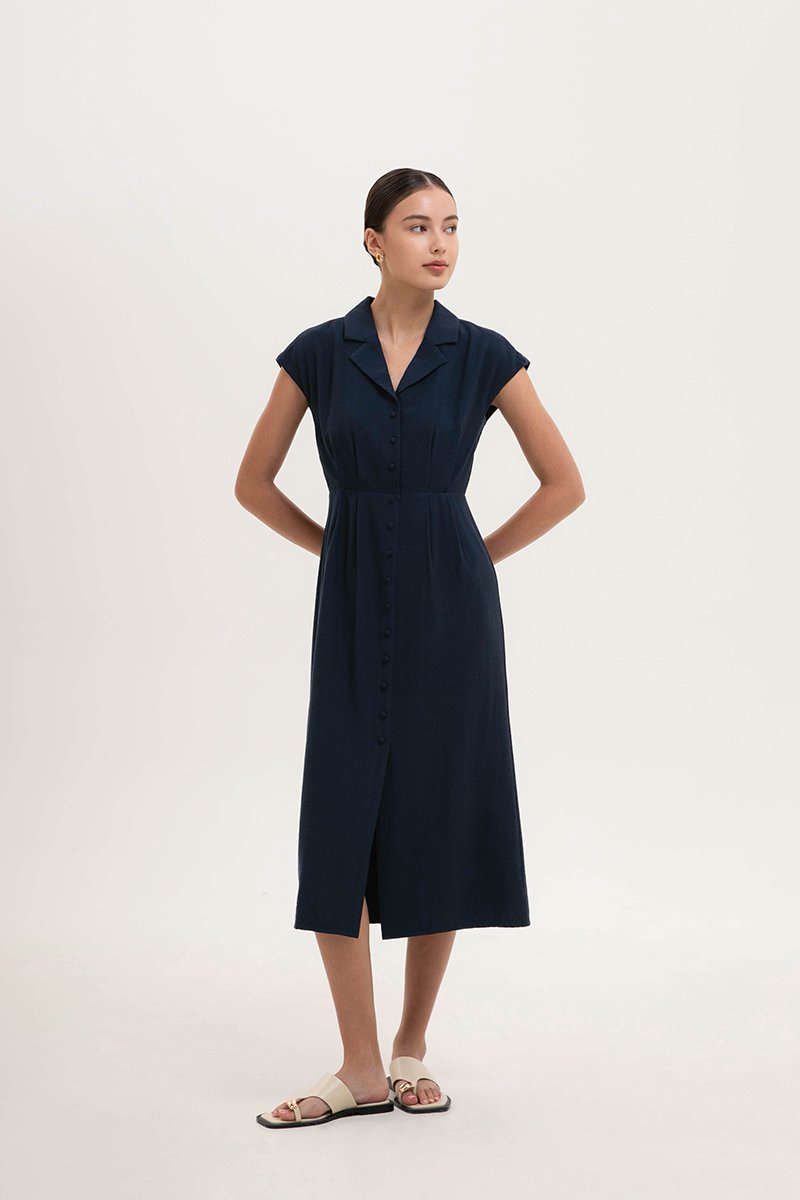 AISLING TEXTURED BUTTONDOWN MIDI SHIRT DRESS