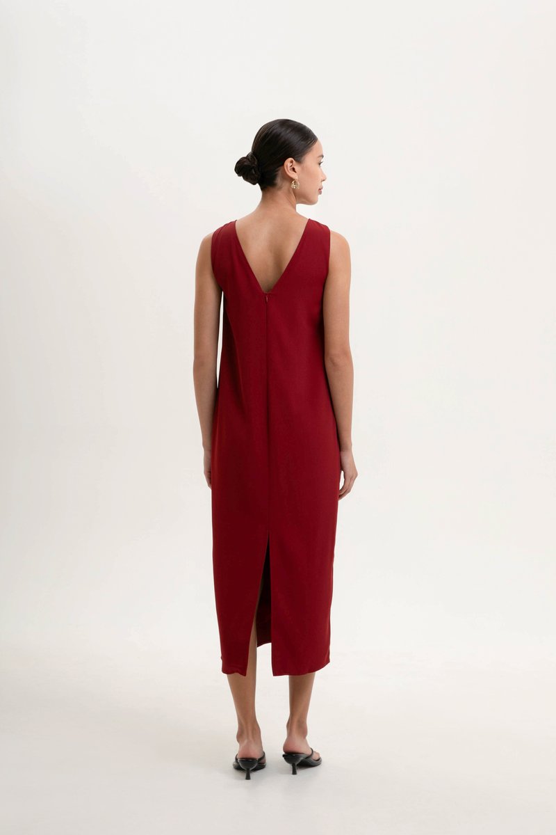 NADIN V BACK COLUMN DRESS