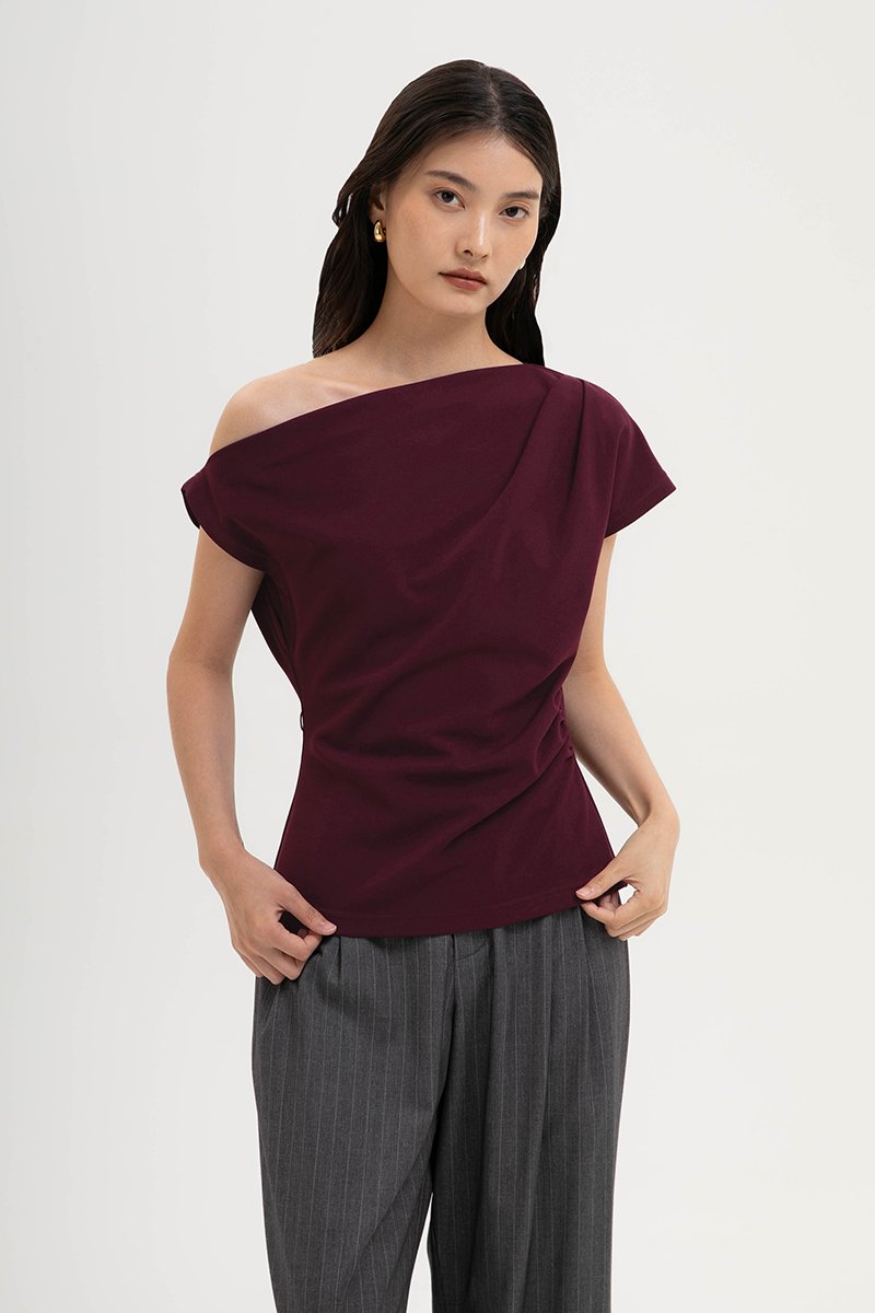 AMIRA ASYMMETRIC OFF SHOULDER TOP W BELT