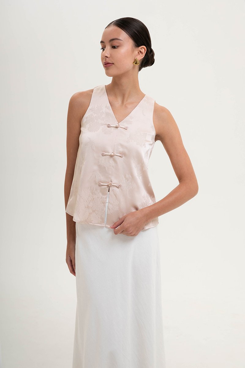 KAMILIA BUTTONDOWN SATIN CHEONGSAM TOP