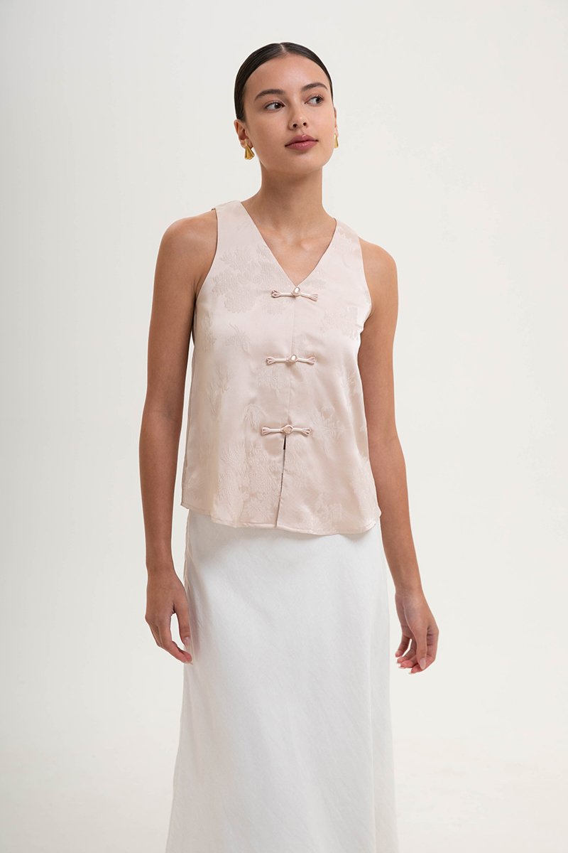 KAMILIA BUTTONDOWN SATIN CHEONGSAM TOP