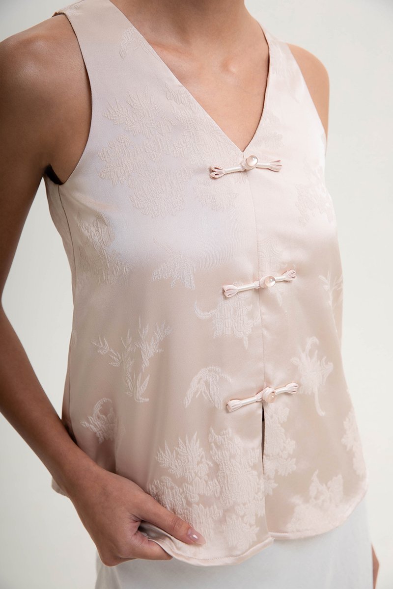 KAMILIA BUTTONDOWN SATIN CHEONGSAM TOP