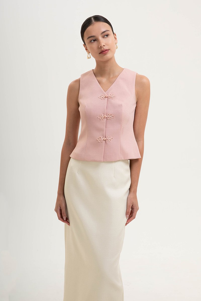 YUI CHEONGSAM TWEED VEST TOP