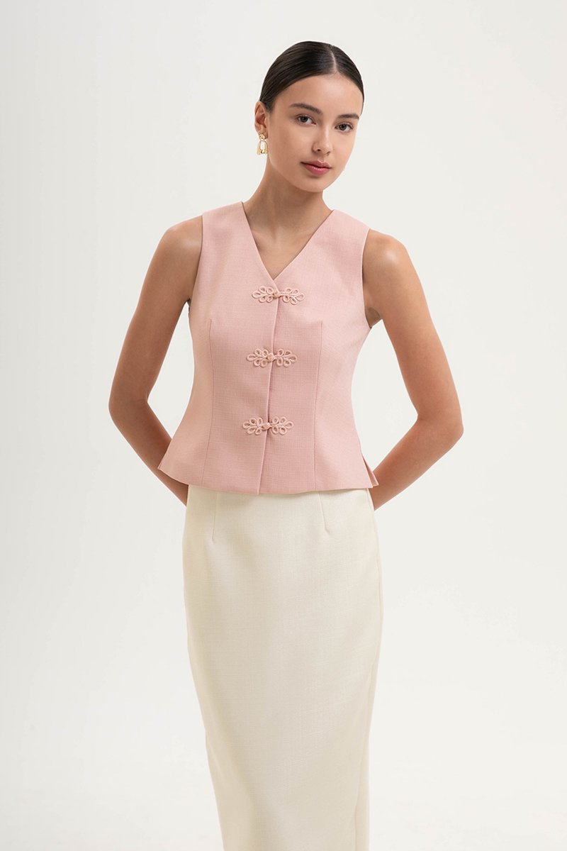 YUI CHEONGSAM TWEED VEST TOP