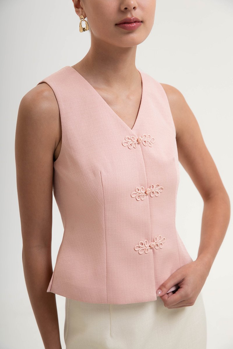 YUI CHEONGSAM TWEED VEST TOP