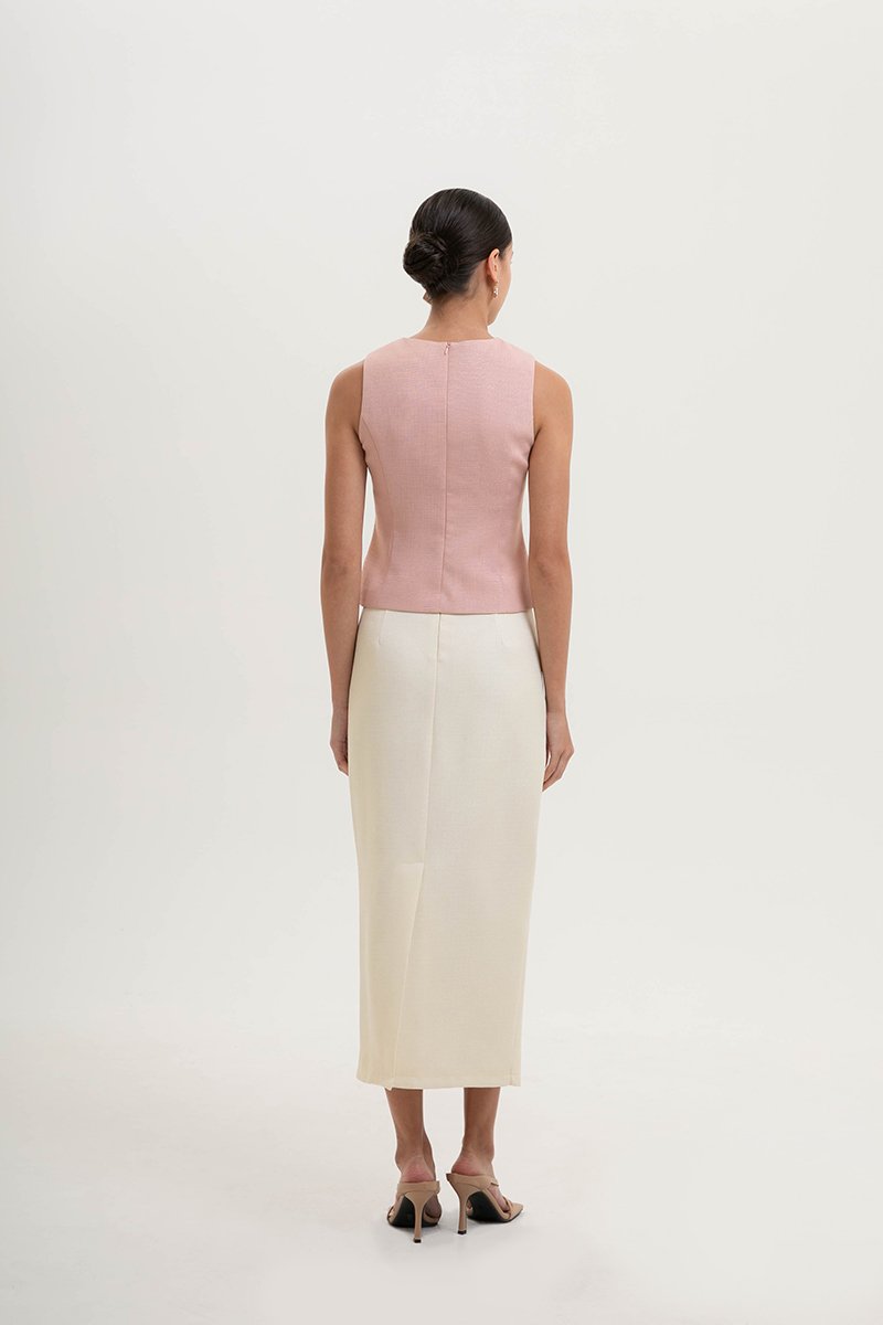 YUI CHEONGSAM TWEED VEST TOP