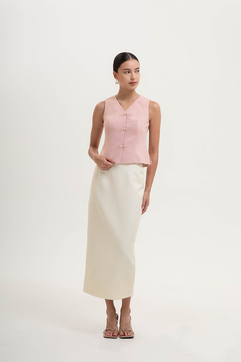 YUI CHEONGSAM TWEED VEST TOP