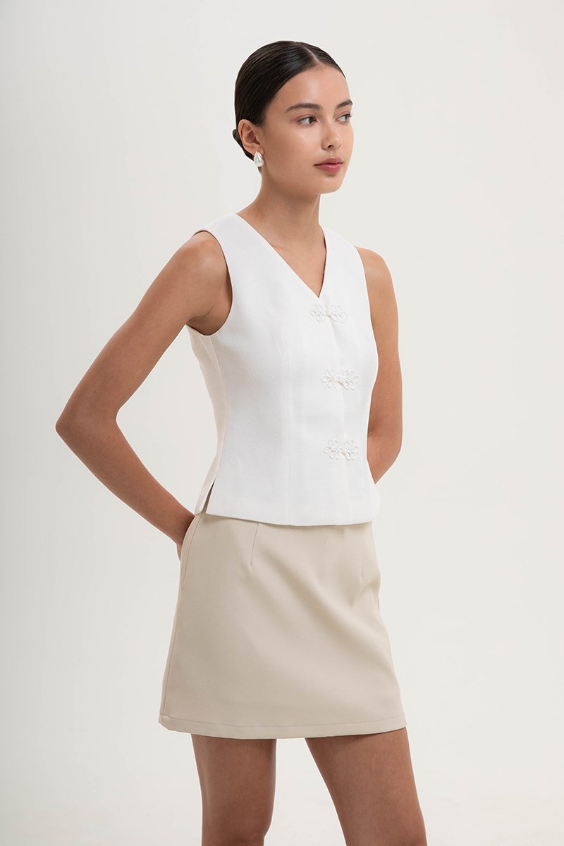 YUI CHEONGSAM TWEED VEST TOP