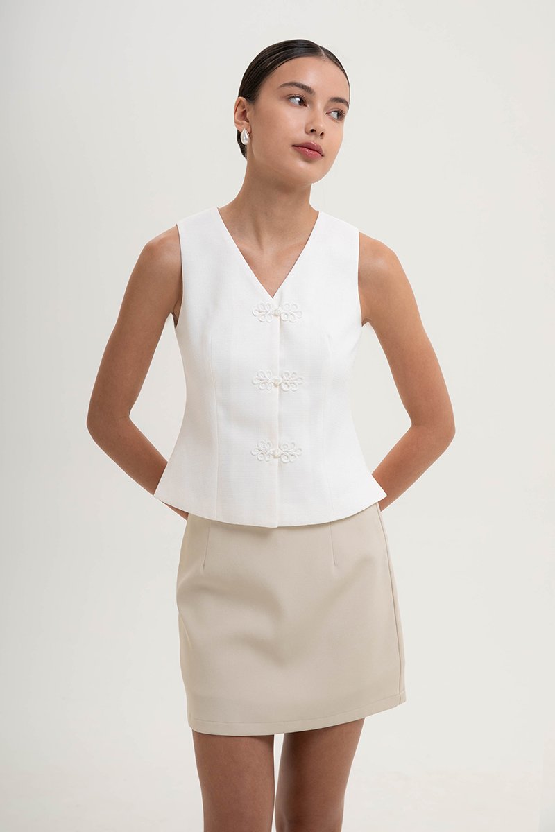 YUI CHEONGSAM TWEED VEST TOP