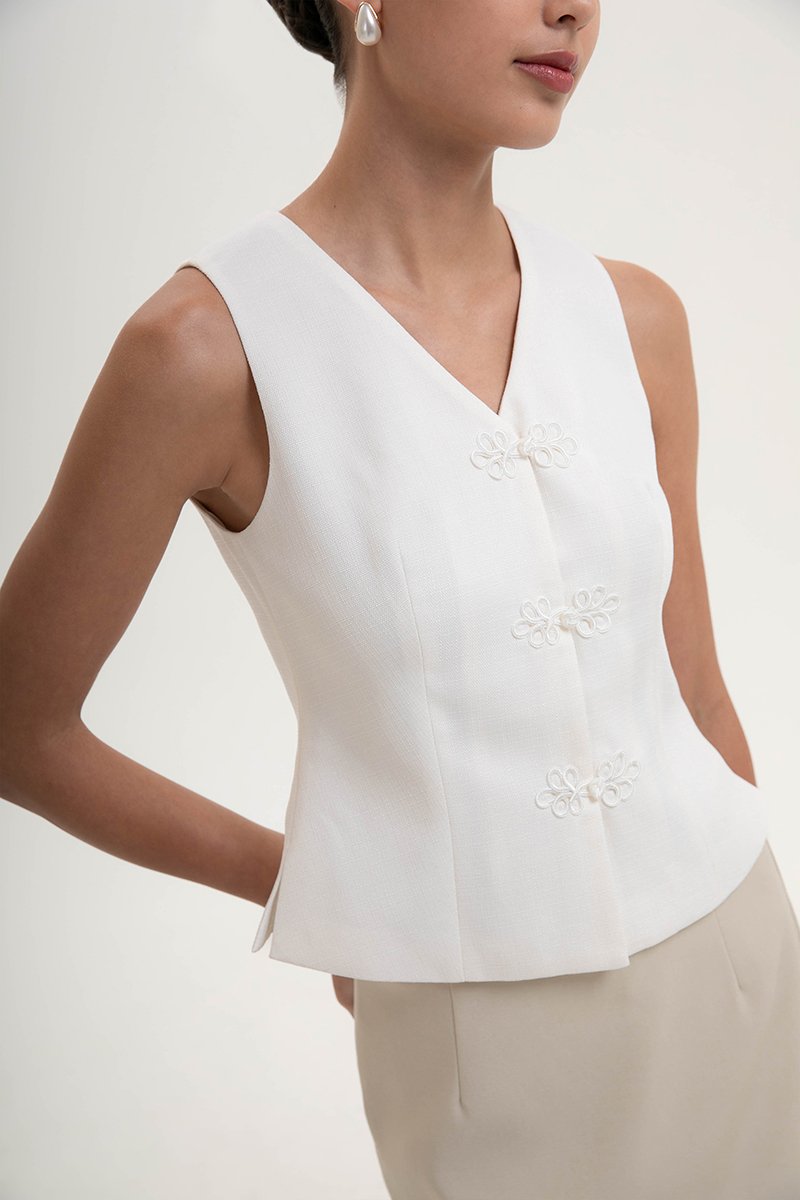 YUI CHEONGSAM TWEED VEST TOP