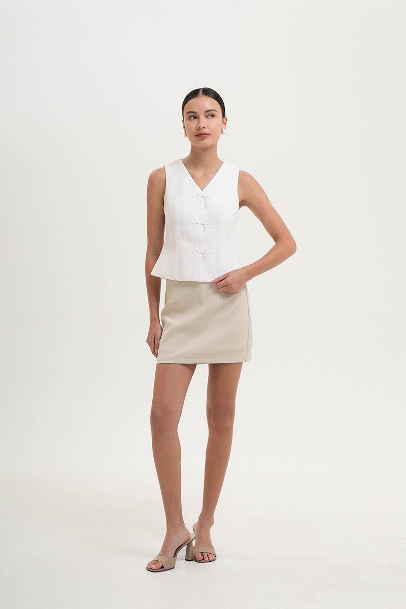 YUI CHEONGSAM TWEED VEST TOP