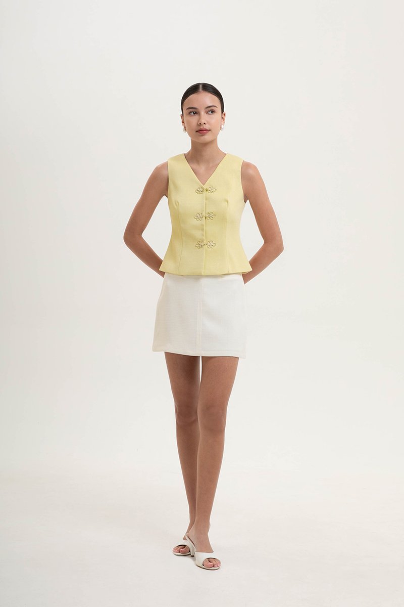YUI CHEONGSAM TWEED VEST TOP