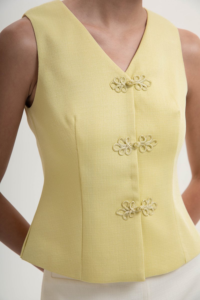 YUI CHEONGSAM TWEED VEST TOP