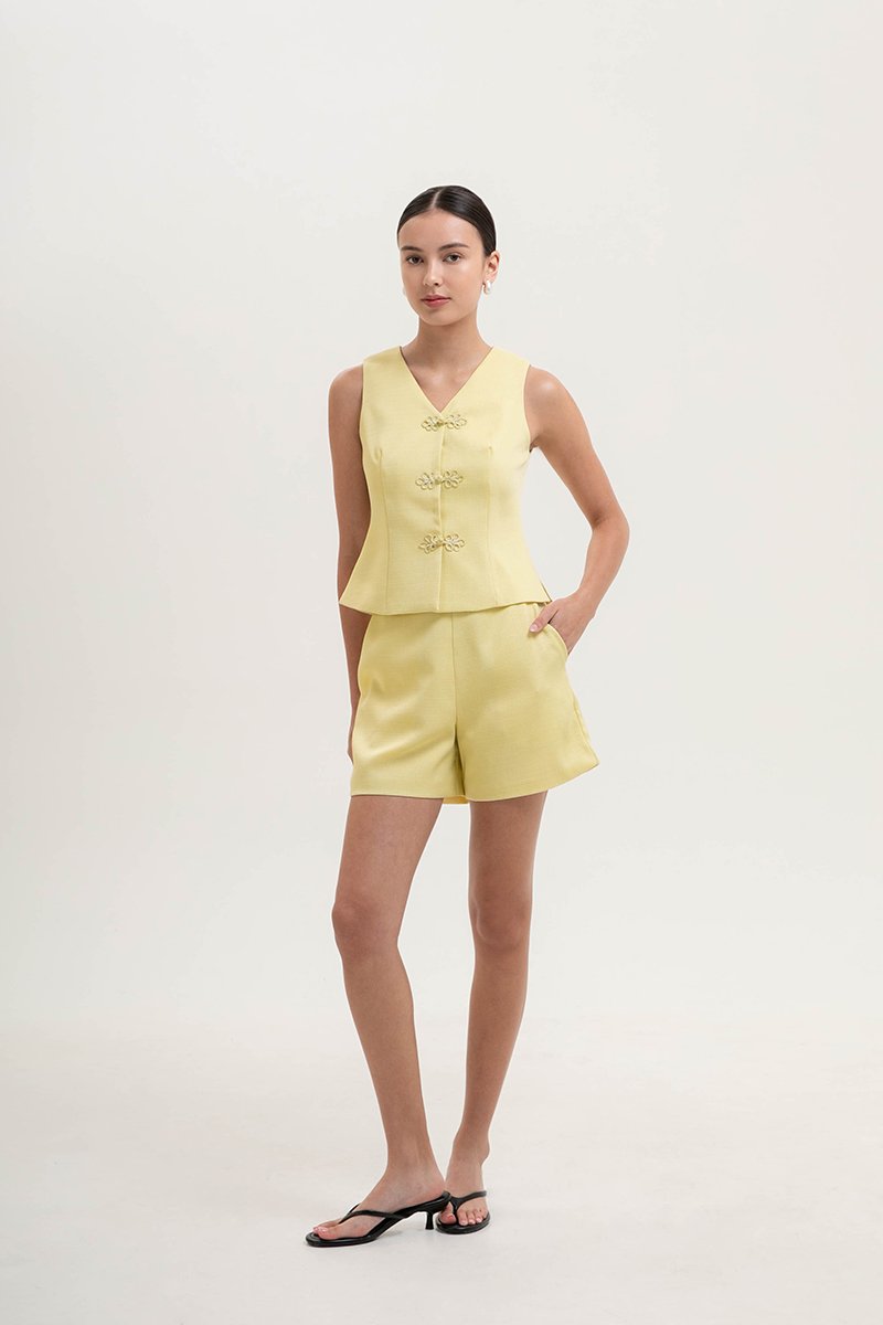 YUI CHEONGSAM TWEED VEST TOP