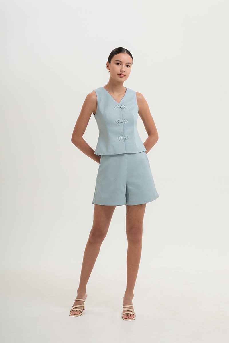 YUI CHEONGSAM TWEED VEST TOP